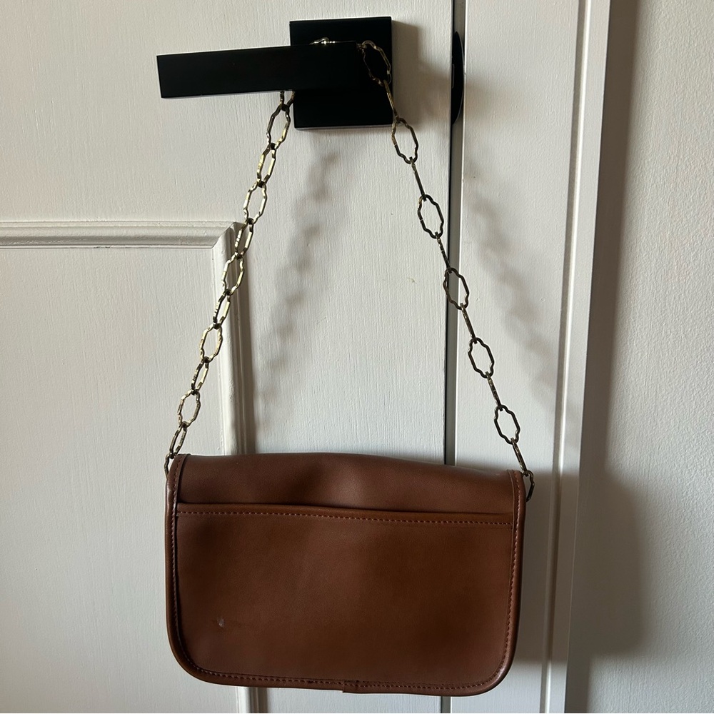 Brown Fake Leather Chain Strap Shoulder Bag - Picture 3 of 4